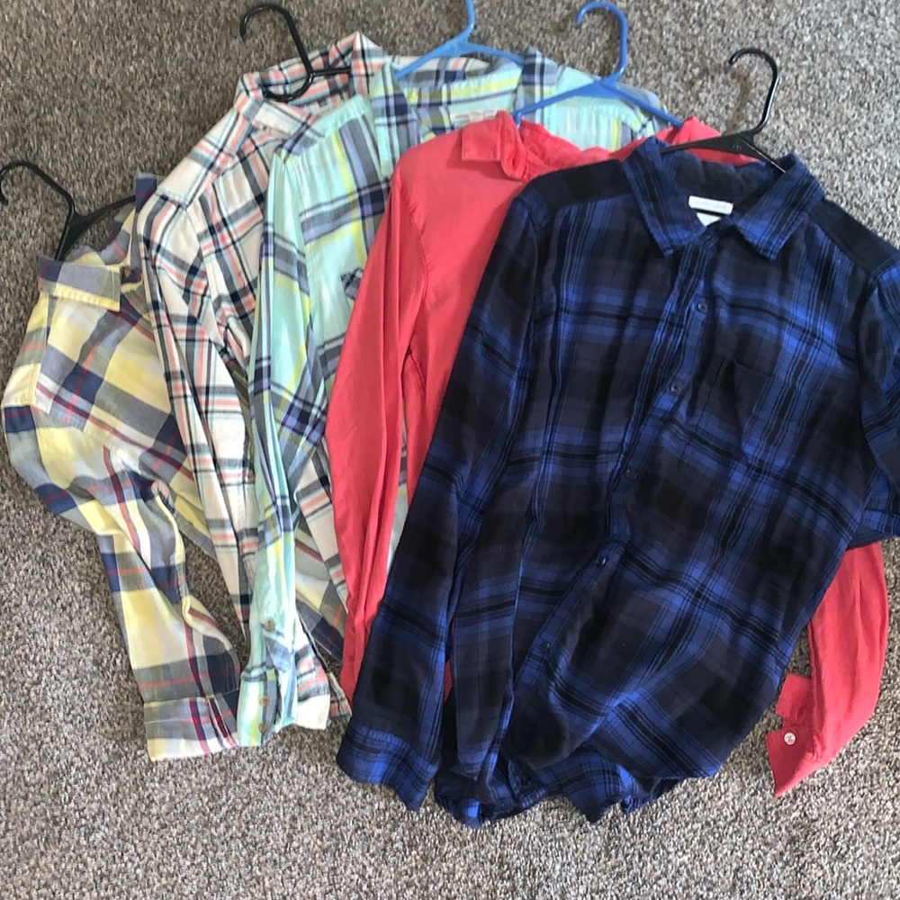 Five Vintage American Eagle Flannels - image 1